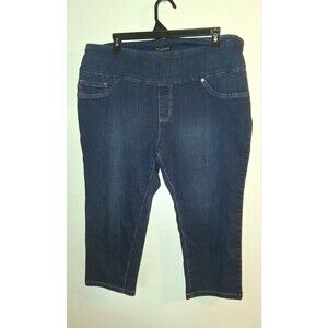 Lee Dark Denim Pull-on Taper Capri Pants Sz 16W